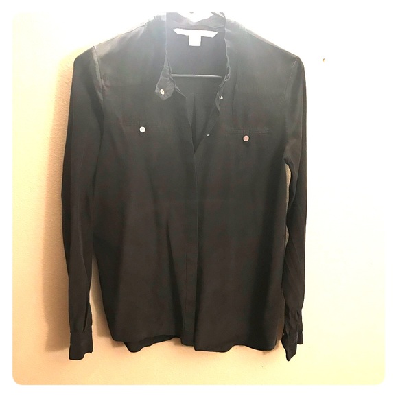 Black Silk Diane von Furstenberg Blouse - Picture 1 of 4